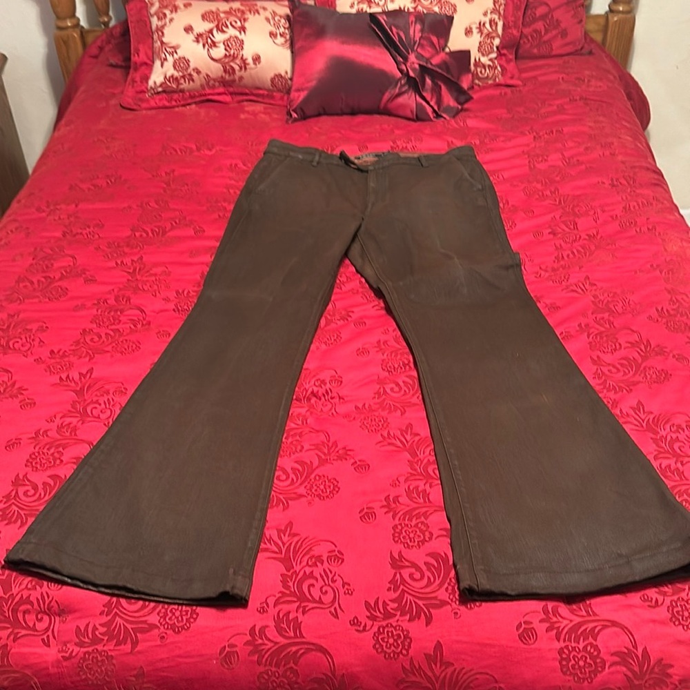 Ralph Lauren brown coated leather jeans size 14 length 31